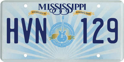 MS license plate HVN129