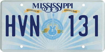 MS license plate HVN131