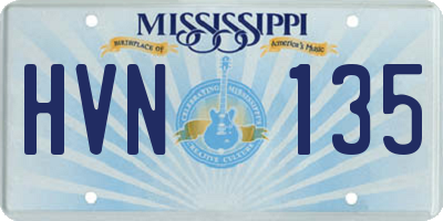 MS license plate HVN135