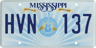 MS license plate HVN137