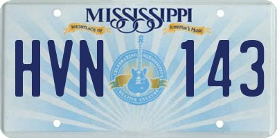 MS license plate HVN143
