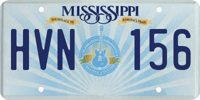 MS license plate HVN156