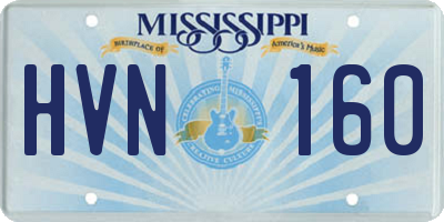 MS license plate HVN160