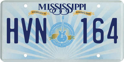 MS license plate HVN164