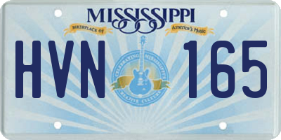 MS license plate HVN165