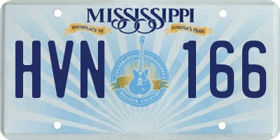 MS license plate HVN166