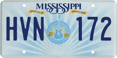MS license plate HVN172