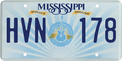 MS license plate HVN178