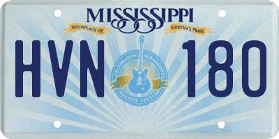 MS license plate HVN180