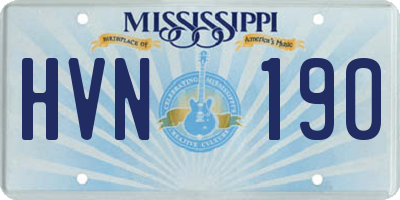 MS license plate HVN190