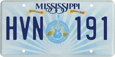 MS license plate HVN191