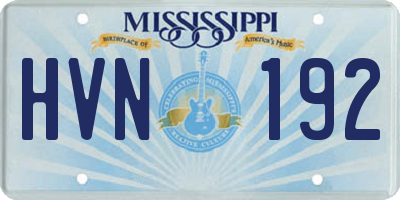 MS license plate HVN192