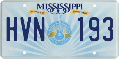 MS license plate HVN193