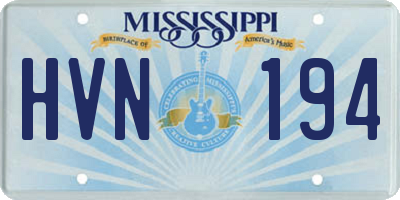 MS license plate HVN194