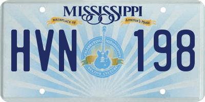 MS license plate HVN198