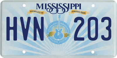 MS license plate HVN203