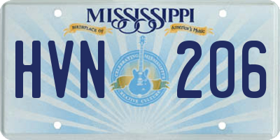MS license plate HVN206
