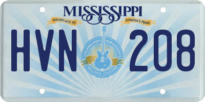 MS license plate HVN208