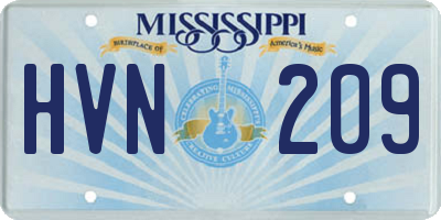 MS license plate HVN209