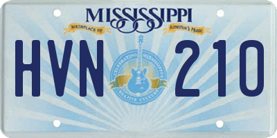 MS license plate HVN210