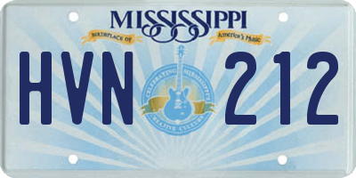 MS license plate HVN212