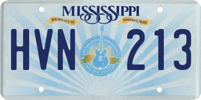 MS license plate HVN213