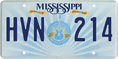 MS license plate HVN214