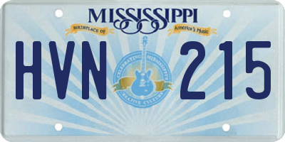 MS license plate HVN215