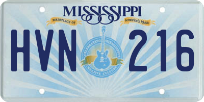 MS license plate HVN216
