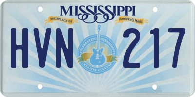 MS license plate HVN217