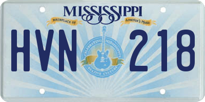 MS license plate HVN218