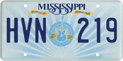 MS license plate HVN219