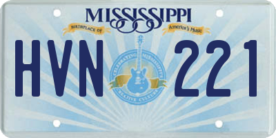 MS license plate HVN221