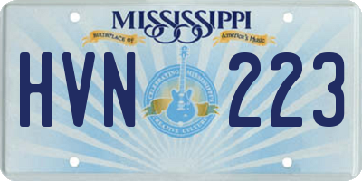 MS license plate HVN223