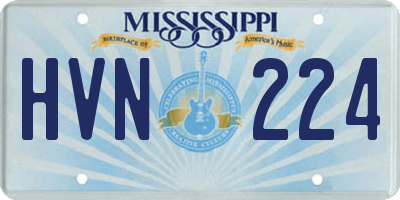 MS license plate HVN224