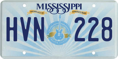 MS license plate HVN228