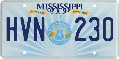 MS license plate HVN230