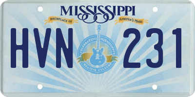 MS license plate HVN231