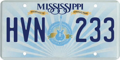 MS license plate HVN233