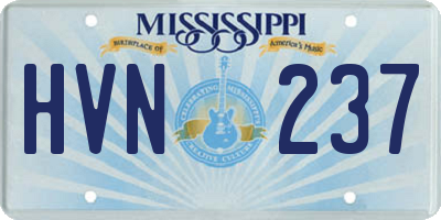 MS license plate HVN237