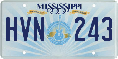 MS license plate HVN243