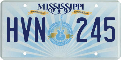 MS license plate HVN245