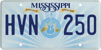 MS license plate HVN250