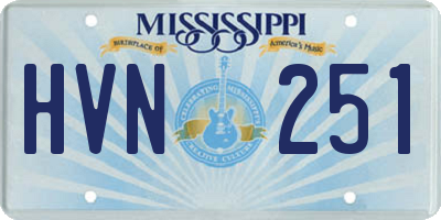 MS license plate HVN251
