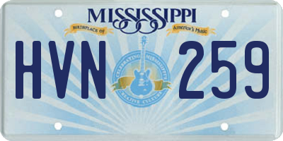 MS license plate HVN259