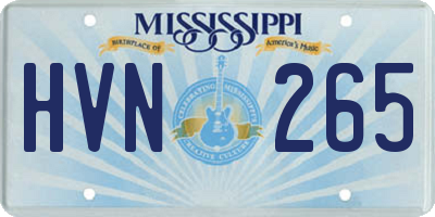MS license plate HVN265