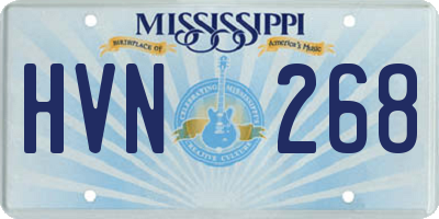 MS license plate HVN268