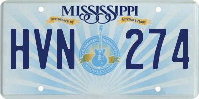 MS license plate HVN274