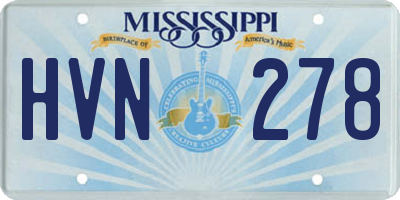 MS license plate HVN278