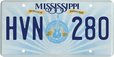 MS license plate HVN280